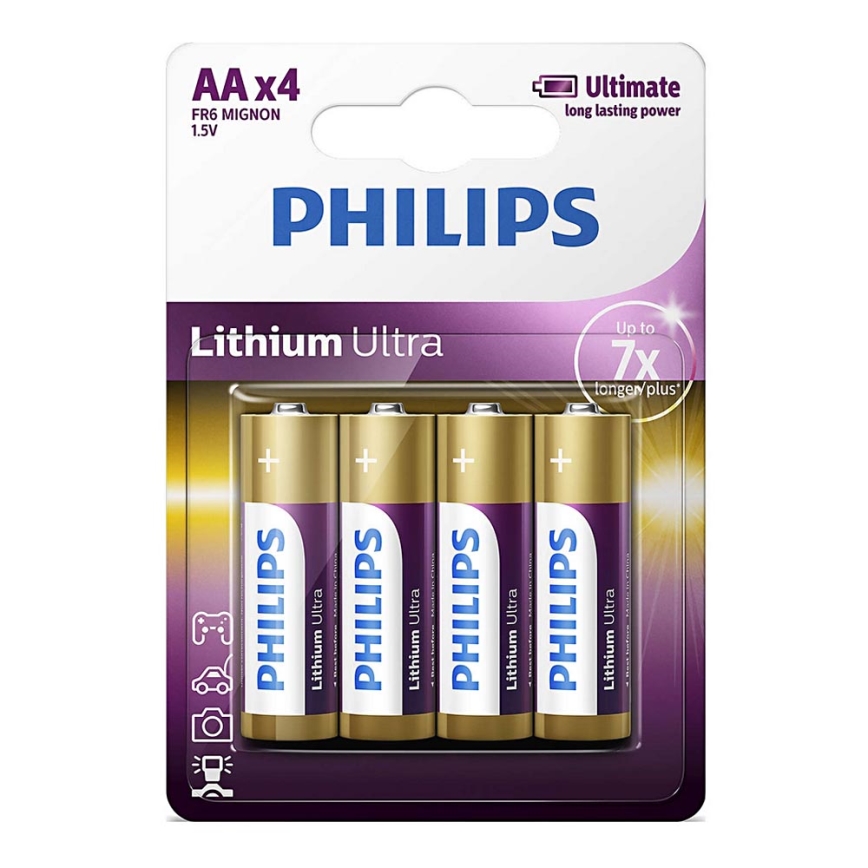 Philips FR6LB4A/10 - 4 unidades de pilhas de lítio AA LITHIUM ULTRA 1,5V 2400mAh
