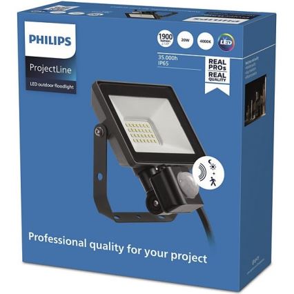 Philips - Holofote exterior LED com sensor PROJECTLINE LED/20W/230V IP65 4000K