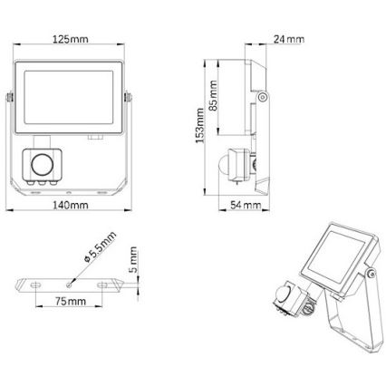 Philips - Holofote exterior LED com sensor PROJECTLINE LED/20W/230V IP65 4000K