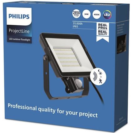 Philips - Holofote exterior LED com sensor PROJECTLINE LED/30W/230V IP65 4000K