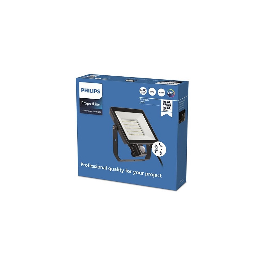 Philips - Holofote exterior LED com sensor PROJECTLINE LED/50W/230V IP65 3000K