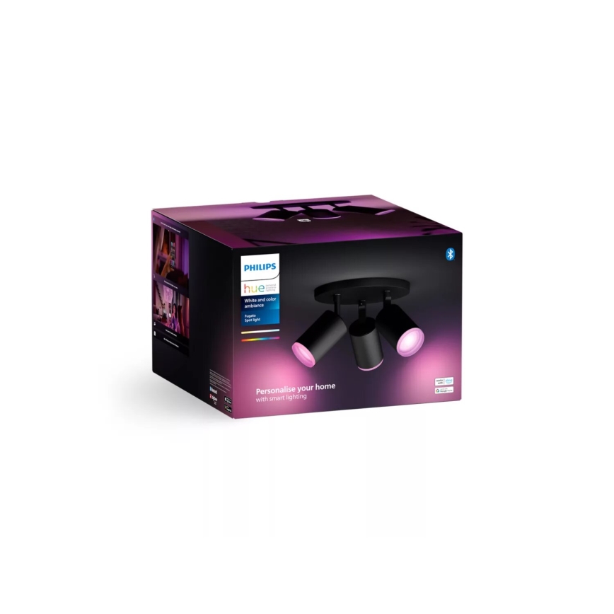 Philips - Luminária de embutir LED RGBW regulável Hue FUGATO 3xGU10/4,2W/230V 2000-6500K preta