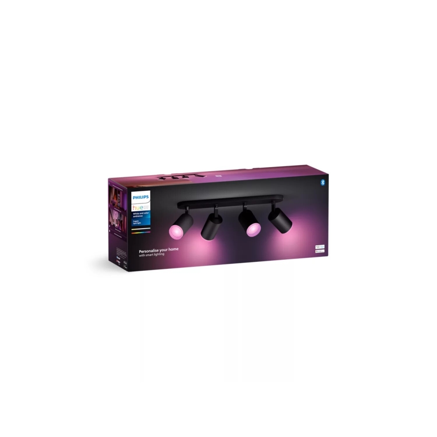 Philips - Luminária de embutir LED RGBW regulável Hue FUGATO 4xGU10/4,2W/230V 2000-6500K preta