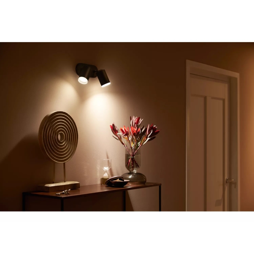 Philips - Luminária de embutir LED RGBW regulável Hue FUGATO 2xGU10/4,2W/230V 2000-6500K preta