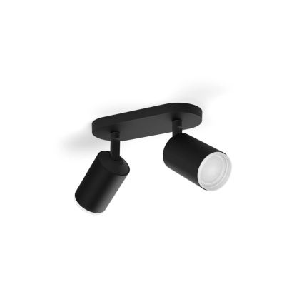 Philips - Luminária de embutir LED RGBW regulável Hue FUGATO 2xGU10/4,2W/230V 2000-6500K preta