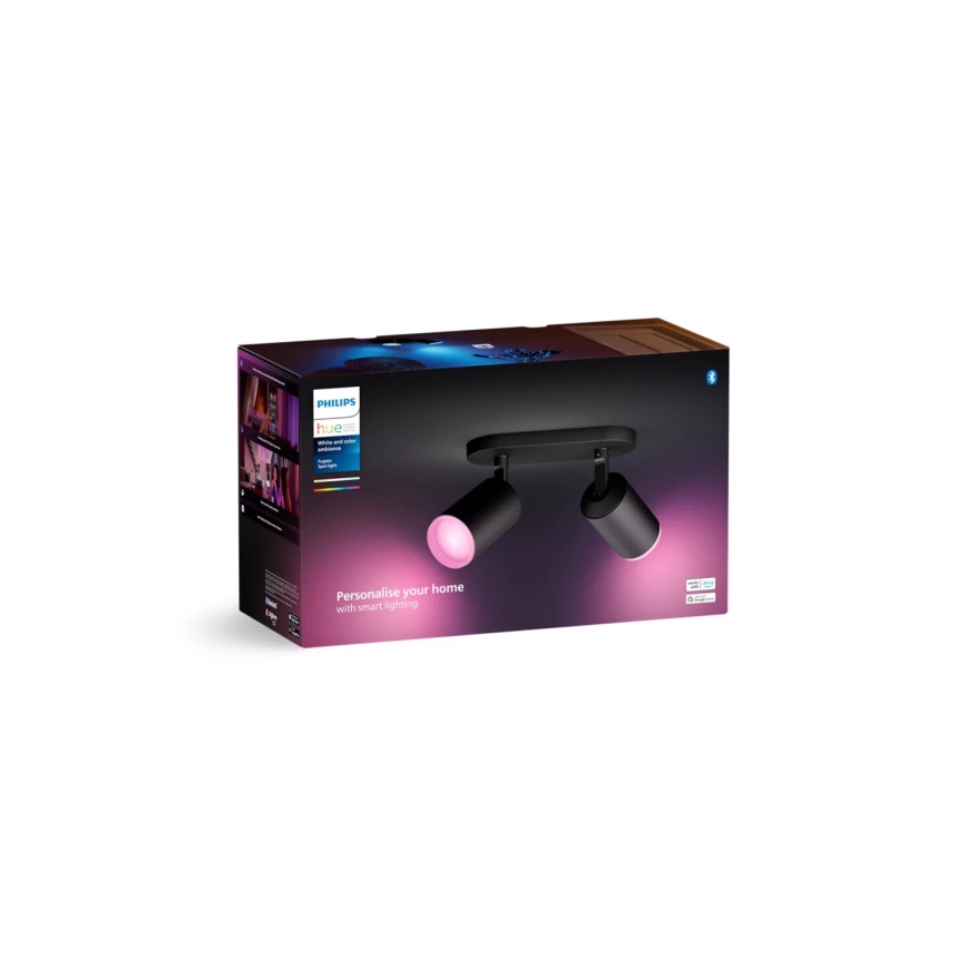 Philips - Luminária de embutir LED RGBW regulável Hue FUGATO 2xGU10/4,2W/230V 2000-6500K preta