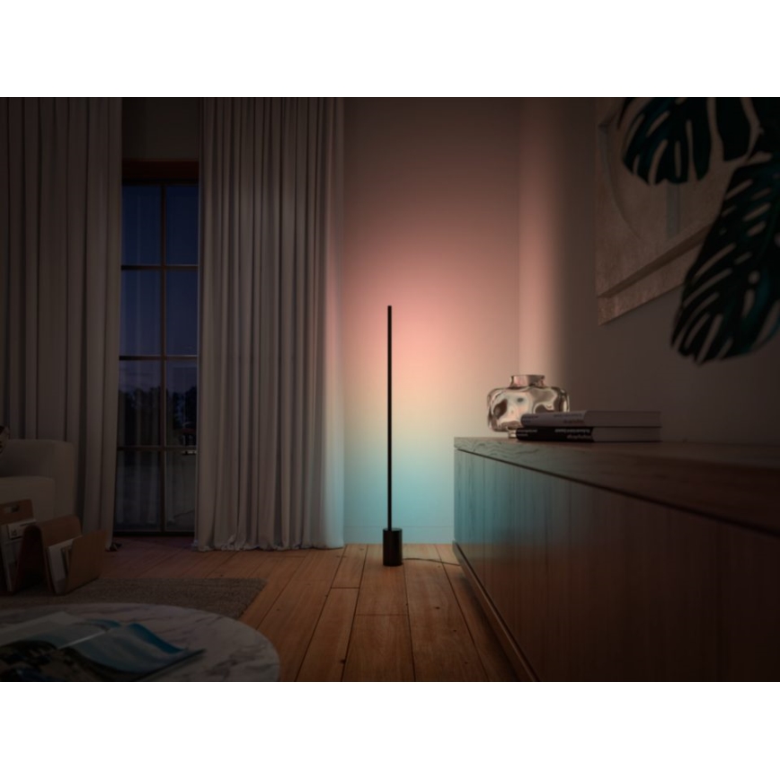 Philips - Lâmpada de pé regulável LED RGBW Hue SIGNE LED/29W/230V 2000-6500K preta