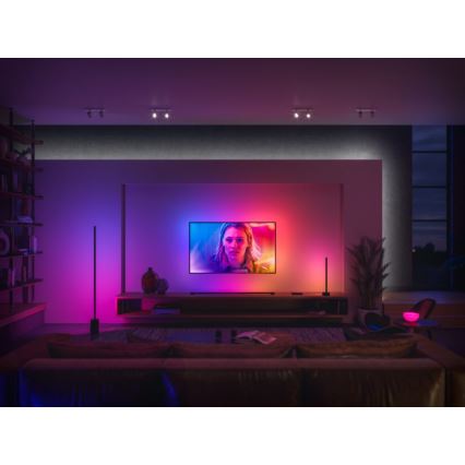Philips - Lâmpada de pé regulável LED RGBW Hue SIGNE LED/29W/230V 2000-6500K preta