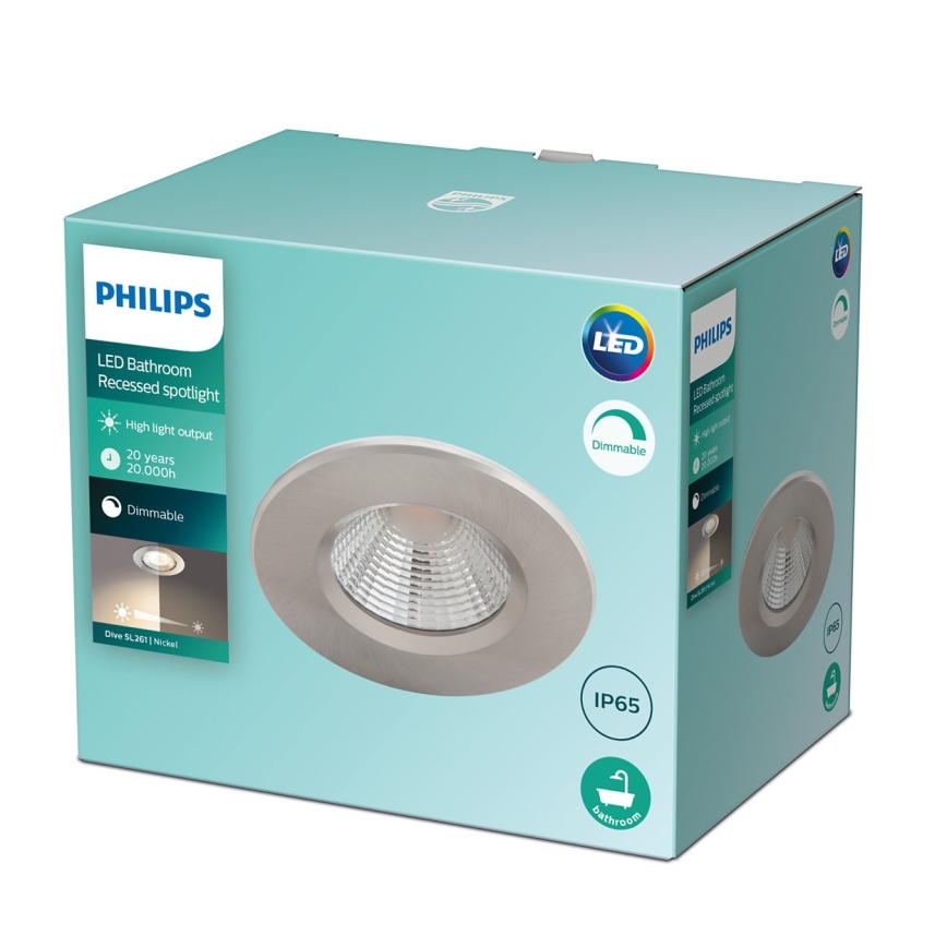 Philips - Iluminação de casa de banho LED com regulação LED/5.5W/230V 2,700K IP65