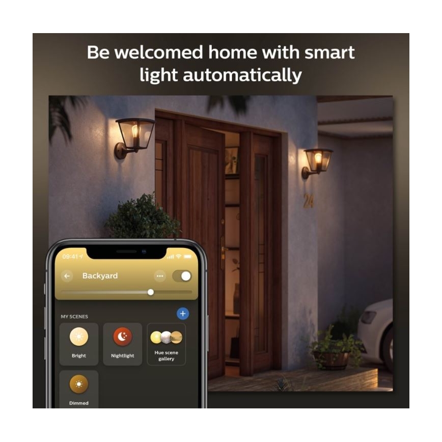 Philips - Iluminação de parede exterior com regulação Hue INARA 1xE27/7W/230V Wi-Fi IP44