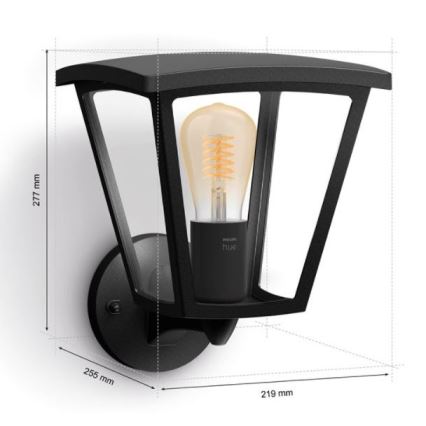 Philips - Iluminação de parede exterior com regulação Hue INARA 1xE27/7W/230V Wi-Fi IP44