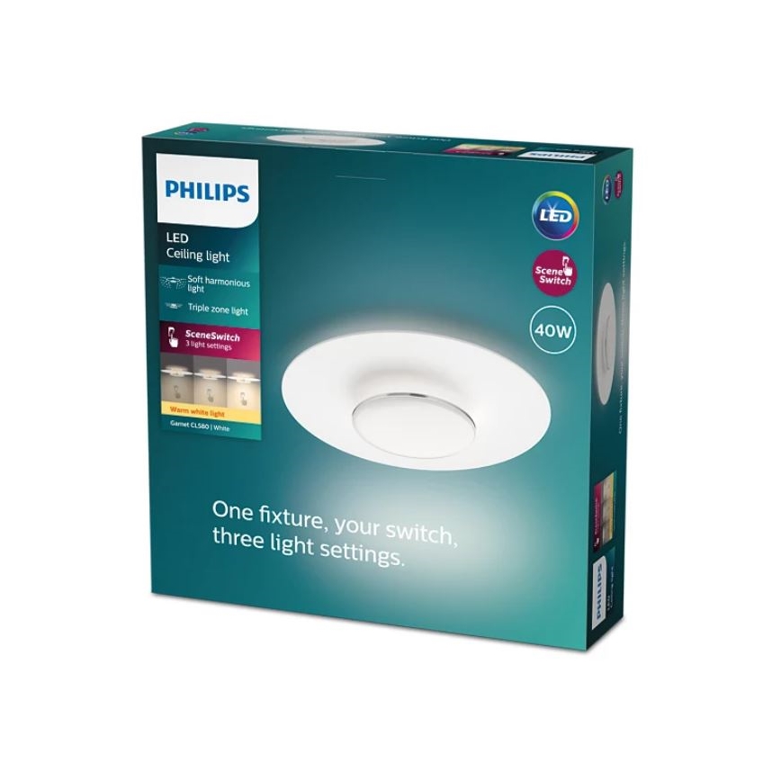 Philips- Iluminação de teto LED com regulação SCENE SWITCH LED/40W/230V 2700K prateado