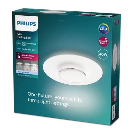 Philips- Iluminação de teto LED com regulação SCENE SWITCH LED/40W/230V 4000K prateado