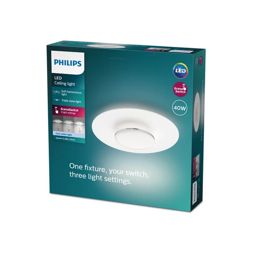 Philips- Iluminação de teto LED com regulação SCENE SWITCH LED/40W/230V 4000K prateado