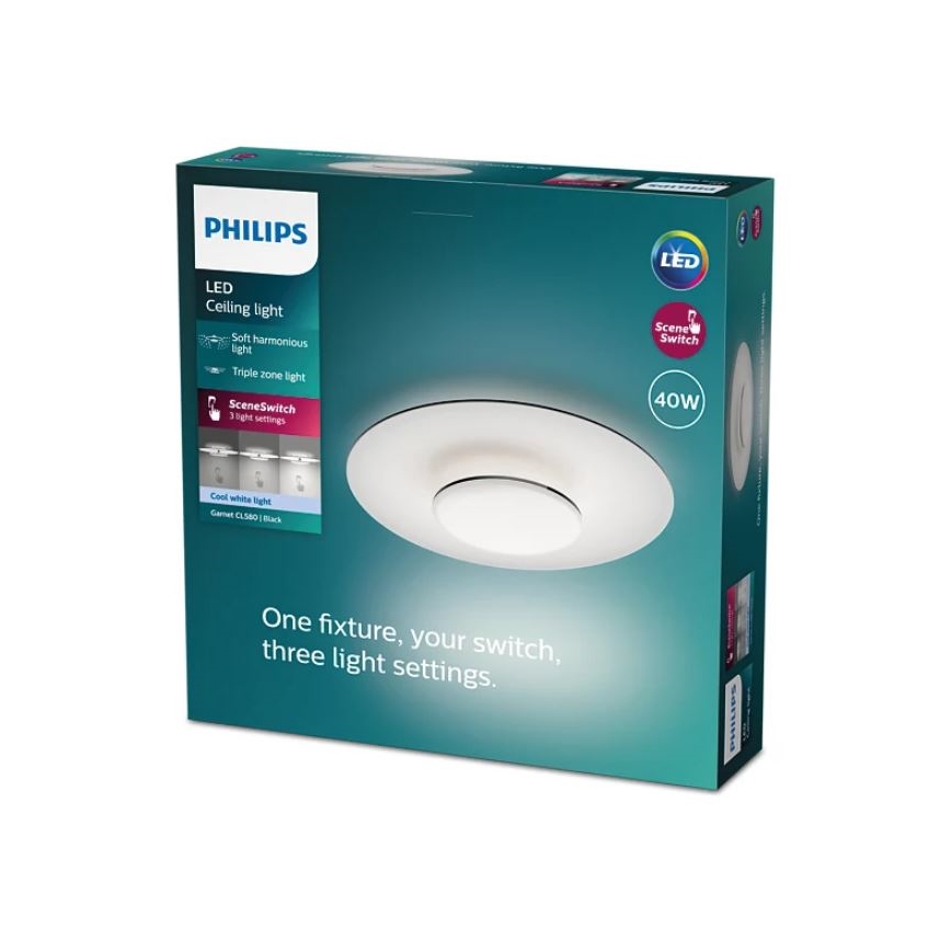 Philips- Iluminação de teto LED com regulação SCENE SWITCH LED/40W/230V 4000K preto