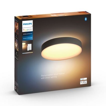 Philips - Iluminação de teto LED com regulação Hue LED/33,5W/230V 2200-6500K diâmetro 425 mm preto + controlo remoto