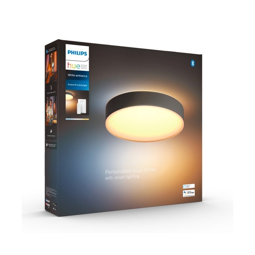 Philips - Iluminação de teto LED com regulação Hue LED/19,2W/230V 2200-6500K diâmetro 381 mm preto + controlo remoto