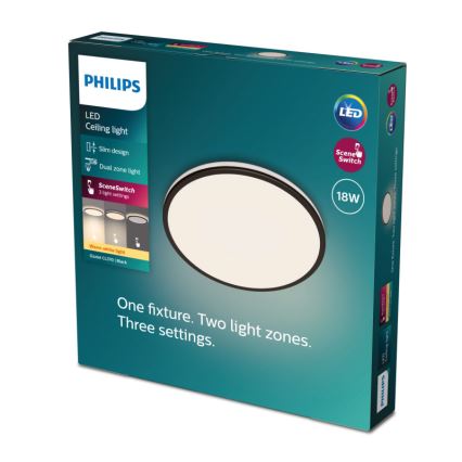 Philips - Iluminação de teto LED com regulação SCENE SWITCH LED/18W/230V diâmetro 30 cm 2700K preto