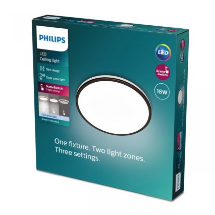 Philips - Iluminação de teto LED com regulação SCENE SWITCH LED/18W/230V diâmetro 30 cm 4000K preto
