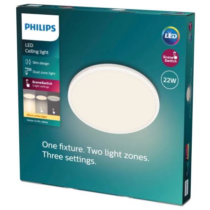 Philips - Iluminação de teto LED com regulação SCENE SWITCH LED/22W/230V diâmetro 40 cm 2700K branco