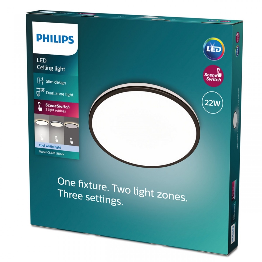 Philips - Iluminação de teto LED com regulação SCENE SWITCH LED/22W/230V diâmetro 40 cm 4000K preto