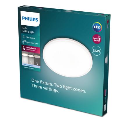 Philips - Iluminação de teto LED com regulação SCENE SWITCH LED/36W/230V diâmetro 50 cm 4000K branco