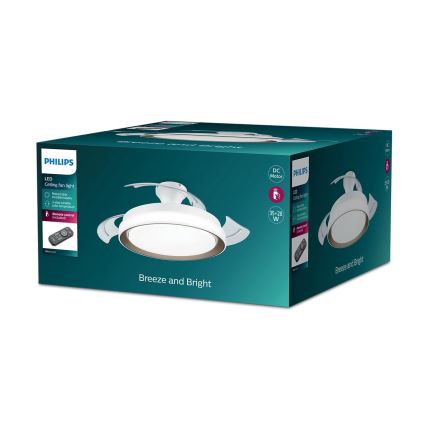 Philips-Iluminação de teto LED com ventoinha LED/35W/230V 5500/4000/2700K + comando dourado