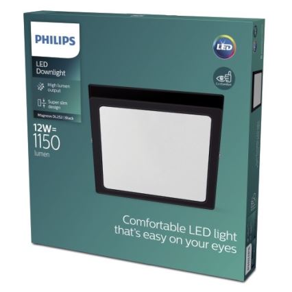 Philips - Iluminação de teto LED LED/12W/230V 2700K preta