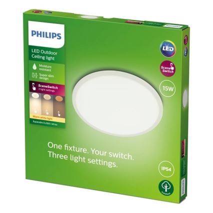 Philips - Iluminação exterior LED com regulação SCENE SWITCH LED/15W/230V IP54 branco