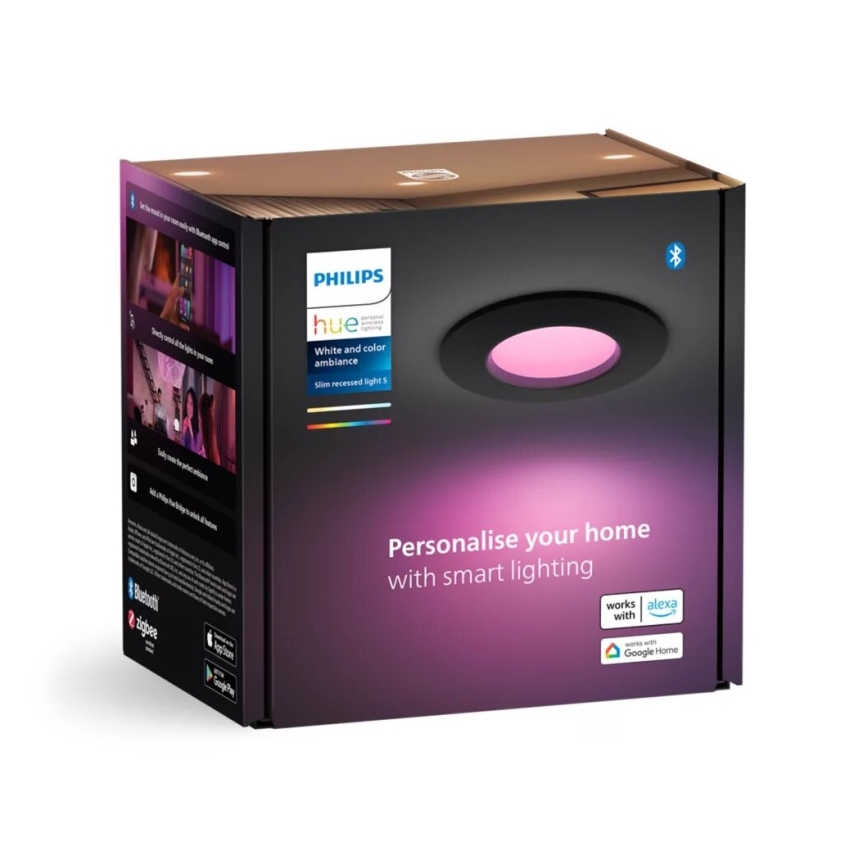 Philips - Foco de encastrar LED RGBW para casa de banho com regulação Hue SLIM LED/8,3W/230V 2000-6500K IP44 preto