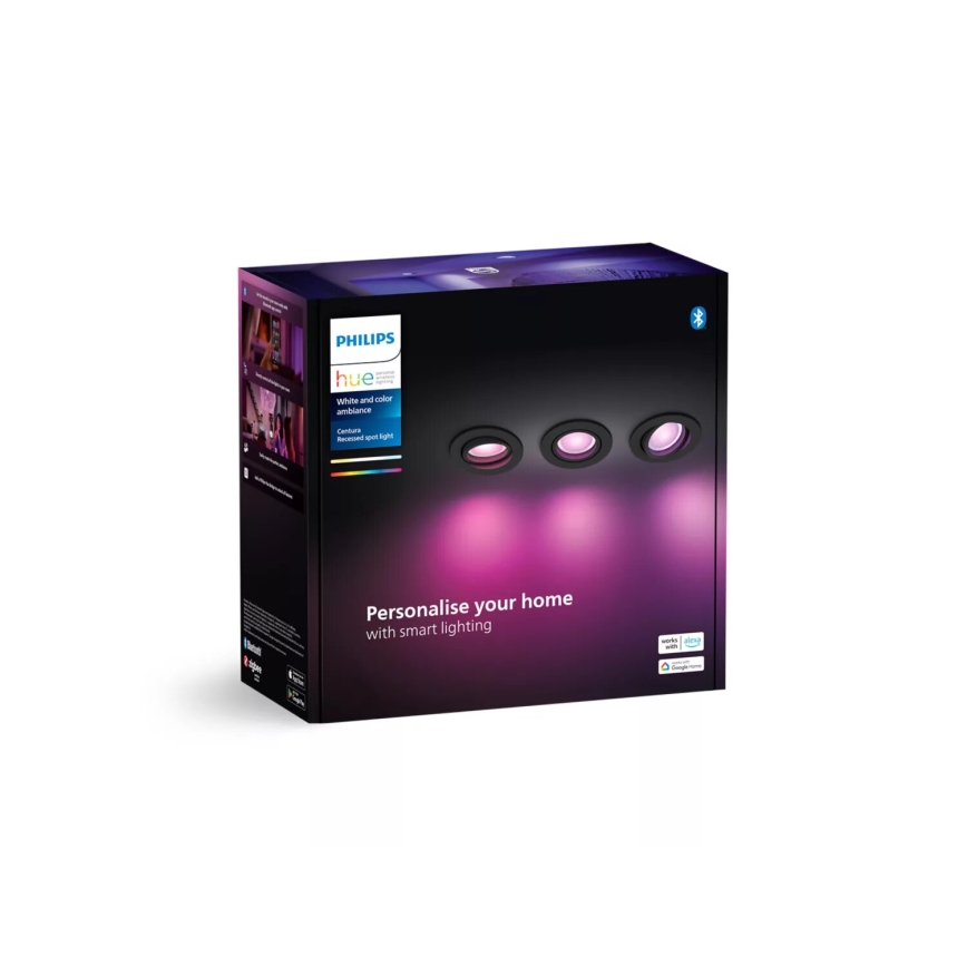 Philips - CONJUNTO 3xLED RGBW Regulável embutido Hue CENTURA 1xGU10/4,2W/230V 2000-6500K