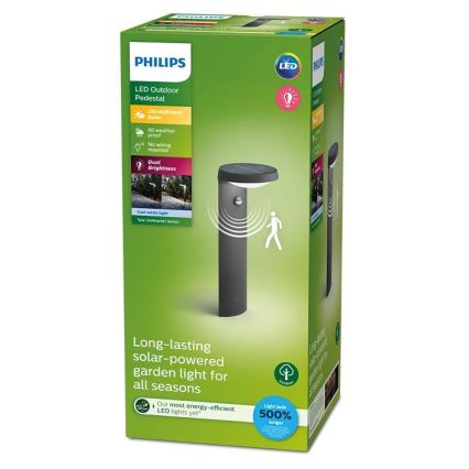 Philips - Lâmpada solar LED com sensor de movimento e crepúsculo LED/1,2W/4V 1800 mAh 4000K IP44