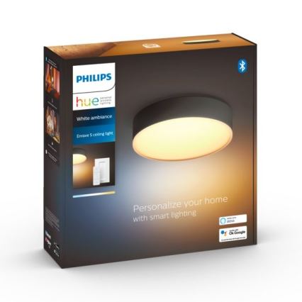 Philips - Plafon dimerizável Hue LED/9,6W/230V 2200-6500K Ø 261 mm preto + comando remoto