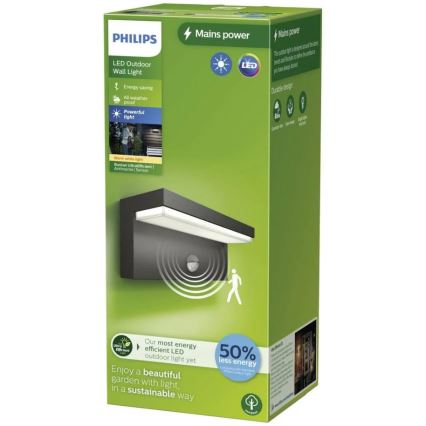 Philips - LED Iluminação de parede exterior com sensor BUSTAN LED/3,8W/230V 2700K IP44