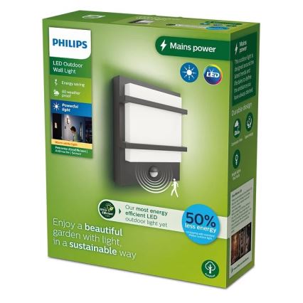 Philips - LED Iluminação de parede exterior com sensor PETRONIA LED/3,8W/230V IP44