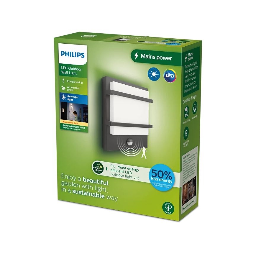 Philips - LED Iluminação de parede exterior com sensor PETRONIA LED/3,8W/230V IP44