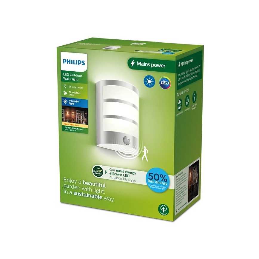 Philips - LED Iluminação de parede exterior com sensor PYTHON LED/3,8W/230V IP44