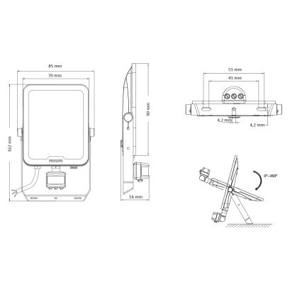 Philips - Refletor LED com sensor de movimento e de crepúsculo LEDINAIRE ALL-IN LED/10W/230V 3000/4000/6500K IP65