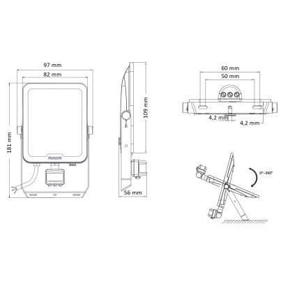 Philips - Refletor LED com sensor de movimento e de crepúsculo LEDINAIRE ALL-IN LED/20W/230V 3000/4000/6500K IP65