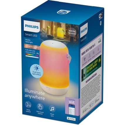 Philips - Candeeiro de Mesa Tátil Portátil LED RGBW Regulável SMART LED/13,5W/3,6V 2200-6500K Wi-Fi 1800 mAh
