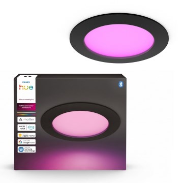 Philips - LED RGBW dimerizável luminária embutida para casa de banho Hue SLIM LED/12W/230V 1000-20000K preta IP44