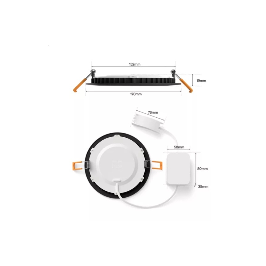 Philips - LED RGBW dimerizável luminária embutida para casa de banho Hue SLIM LED/12W/230V 1000-20000K preta IP44