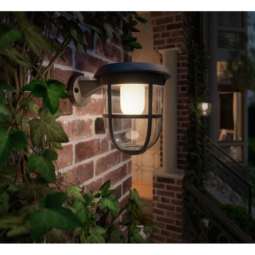 Philips - Luminária de parede solar LED com sensor de movimento e crepúsculo RADII LED/1,3W/3,7V 2000 mAh 3000K IP44