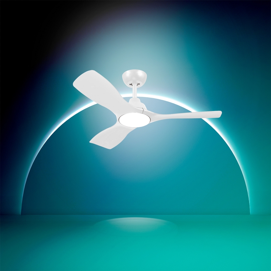 Philips - Ventilador de teto LED dimerizável OLAS LED/24W/230V Ø 106 cm branco + comando remoto