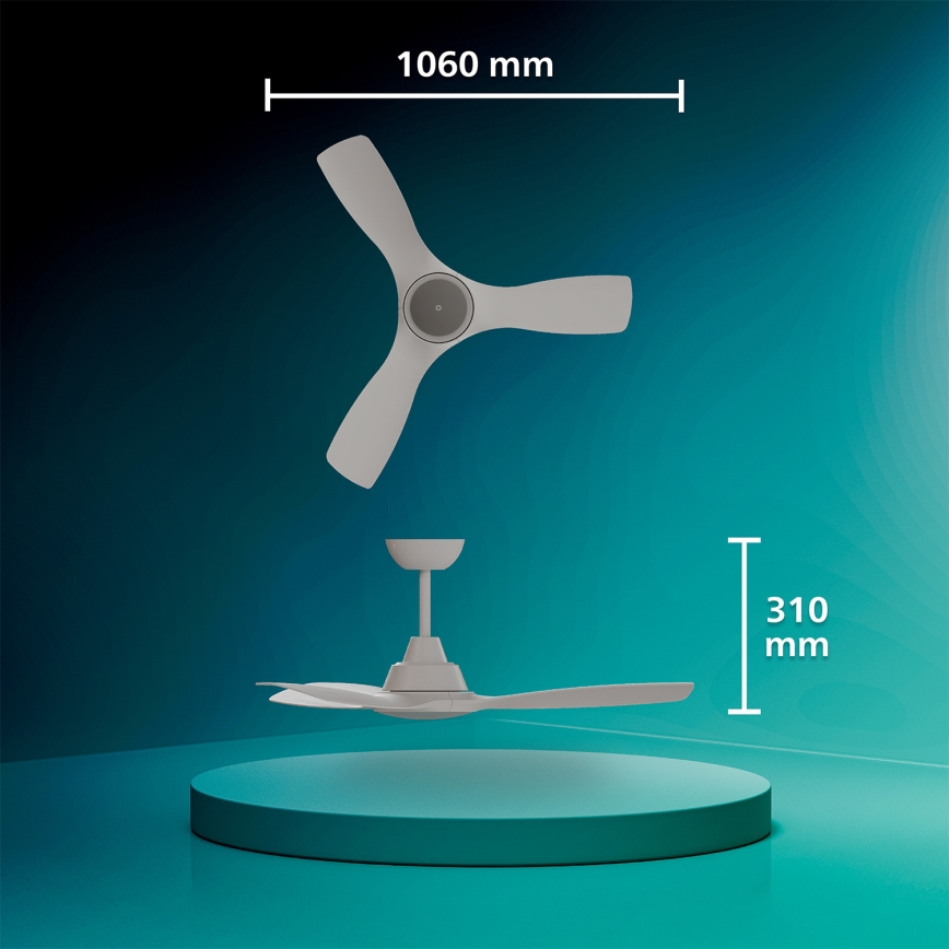 Philips - Ventilador de teto LED dimerizável OLAS LED/24W/230V Ø 106 cm branco + comando remoto