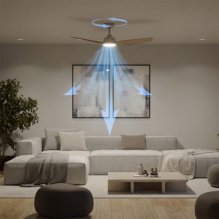 Philips - Ventilador de teto LED regulável OLAS LED/24W/230V Ø 132 cm branco/castanho + controlo remoto