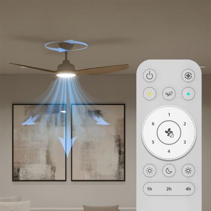 Philips - Ventilador de teto LED regulável OLAS LED/24W/230V Ø 132 cm branco/castanho + controlo remoto