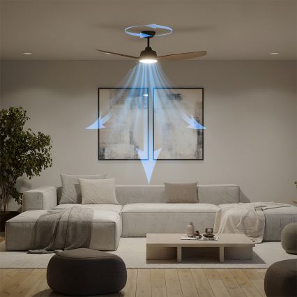 Philips - Ventilador de tecto LED regulável OLAS LED/24W/230V Ø 132 cm preto/castanho + controlo remoto