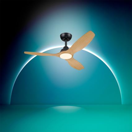 Philips - Ventilador de tecto LED regulável OLAS LED/24W/230V Ø 132 cm preto/castanho + controlo remoto