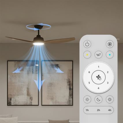 Philips - Ventilador de tecto LED regulável OLAS LED/24W/230V Ø 132 cm preto/castanho + controlo remoto